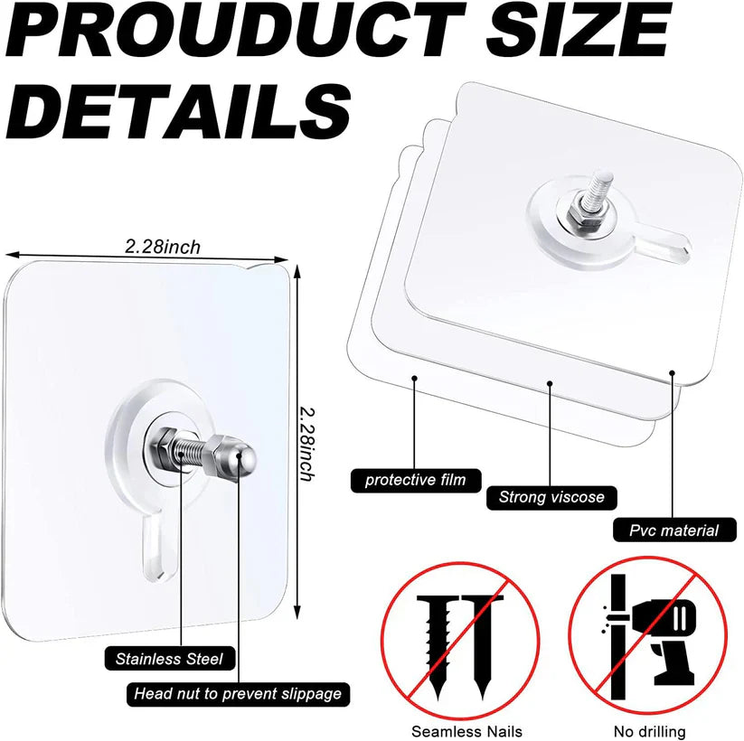 Wall Adhesive Hooks, No-Drilling Waterproof Screw for Hanging