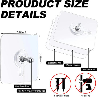 Wall Adhesive Hooks, No-Drilling Waterproof Screw for Hanging
