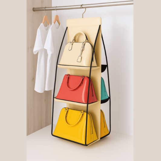Hanging Handbag Organizer with 6 Pockets – Space-Saving Closet Storage for Purses, Totes & Clutches