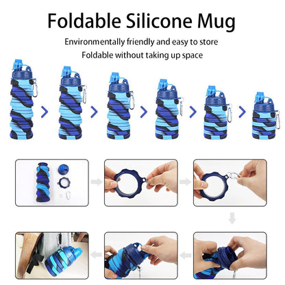 1 Pc Collapsible Water Bottle – Portable 500ml Silicone Sports Bottle
