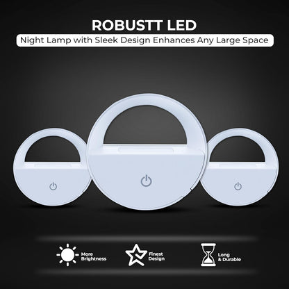 Round Night Light - White LED Light ABS Material Night Light for Bedroom
