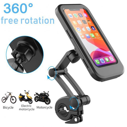 Waterproof Motorcycle Mobile Phone Holder – 360° Rotating Bike Mount for Cell Phones (Pack of 1)