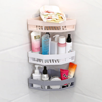 1 Pc Triangular Bathroom Corner Storage Rack – Space-Saving Wall Mounted Shelf for Bathroom & Kitchen