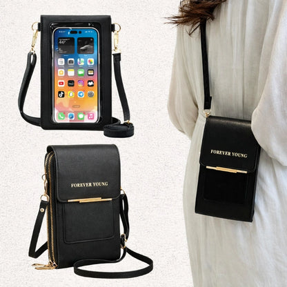 Anti-Theft PU Leather Crossbody Bag for Women — Touch-Screen Phone Pocket, Wallet Style, Adjustable Strap, Everyday Secure Shoulder Bag