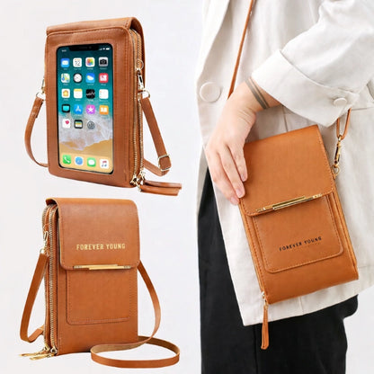 Anti-Theft PU Leather Crossbody Bag for Women — Touch-Screen Phone Pocket, Wallet Style, Adjustable Strap, Everyday Secure Shoulder Bag