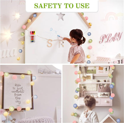 Multicolour Cotton Ball Lights for Decoration - 4 Meter, 10 LED Lights for Home Decoration, Decorative Lights, Led Lights for Decoration Indoor and Decoration Lights Outdoor, Colour Light