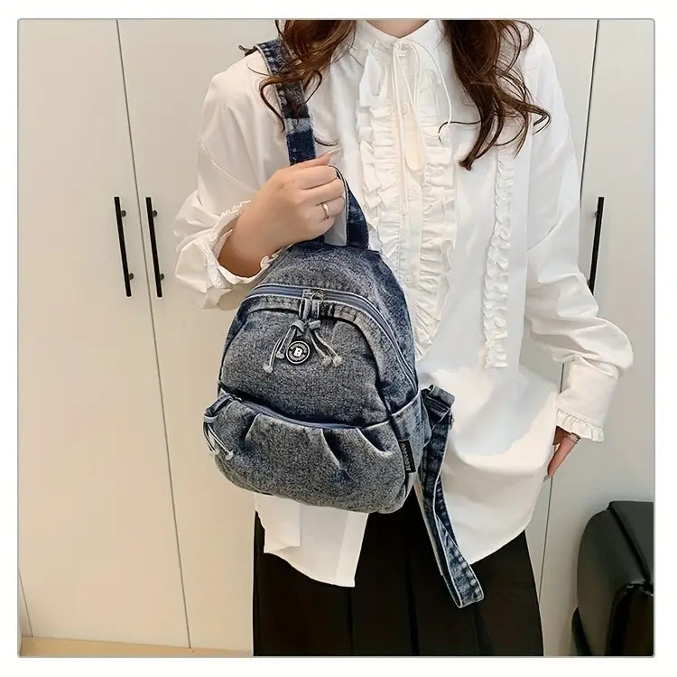 Trendy Denim Mini Backpack for Girls – Lightweight, Stylish & Perfect for College or Travel