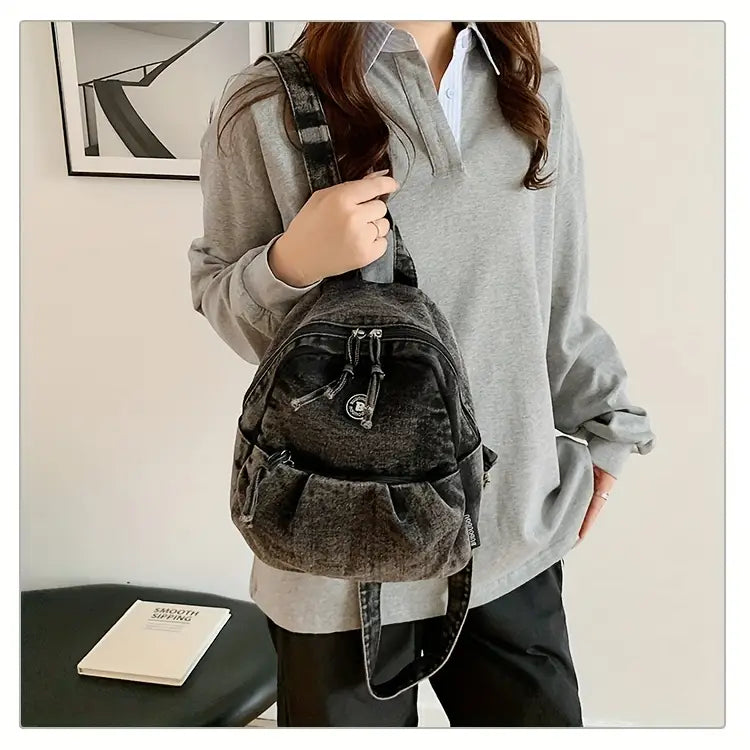 Trendy Denim Mini Backpack for Girls – Lightweight, Stylish & Perfect for College or Travel