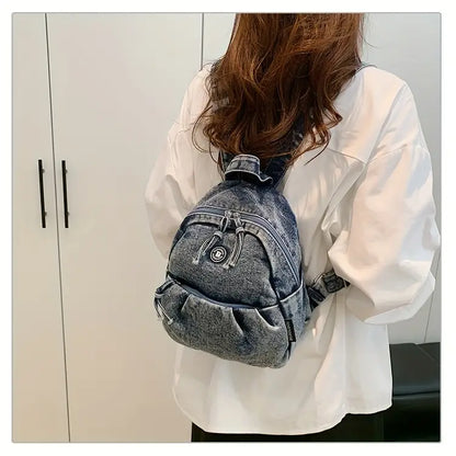 Trendy Denim Mini Backpack for Girls – Lightweight, Stylish & Perfect for College or Travel