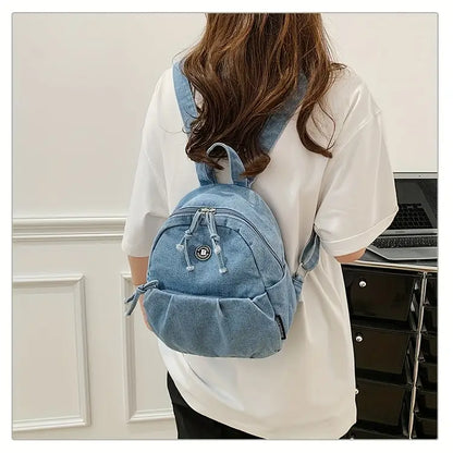 Trendy Denim Mini Backpack for Girls – Lightweight, Stylish & Perfect for College or Travel