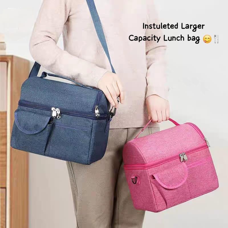 Double Deck Insulated Lunch Bag for Office & Travel – Leakproof, Spacious & Stylish