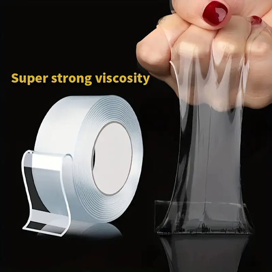 Transparent Nano Tape: Reusable, Washable, Double-Sided Adhesive for Removable Universal Disks Glue