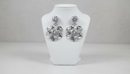 Elegant Flower Drop Earrings with Diamond –  Floral Dangle Jewelry for Women, Party & Wedding Wear(Random color-1 Pair)