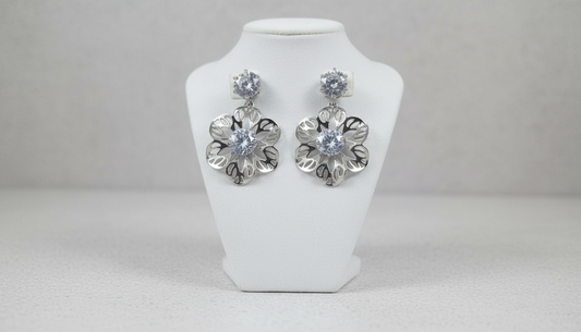 Elegant Flower Drop Earrings with Diamond –  Floral Dangle Jewelry for Women, Party & Wedding Wear(Random color-1 Pair)