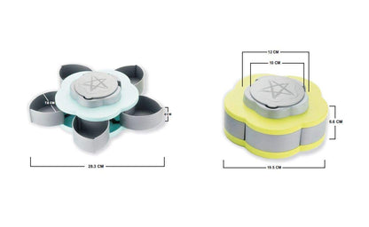 1 pc Flower Candy Box Serving Rotating Tray Masala Box with Mobile Phone Stand for Home and Kitchen Multi Compartment Spices Storage Tray (Multicolor)