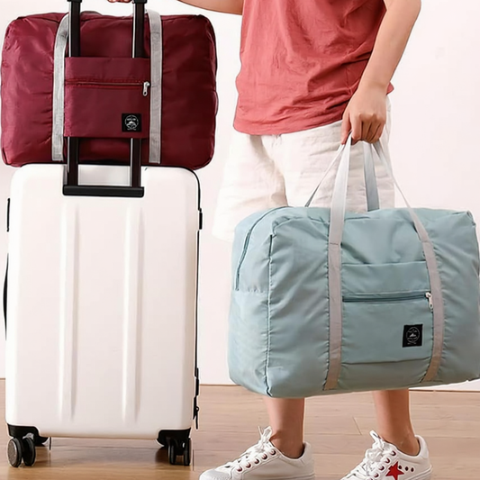 Folding Travel Bag – Lightweight Nylon Hand Luggage Duffle Bag for Men & Women | Foldable Carry-On Travel Tote for Gym, Weekend & Air Travel (Random color-Pack of 1)