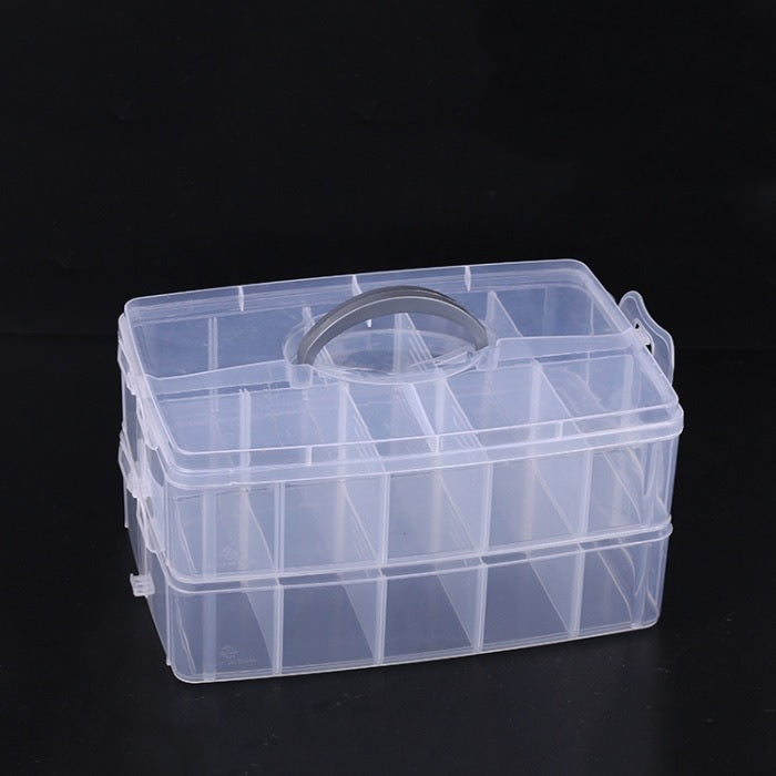 2 Layer 20 Grid Organizer Storage Box (Random Colour), Jewellery Craft Accessories Storage Box/Basket/Container with Collapsible and Removable Dividers, Cosmetic Vanity Box