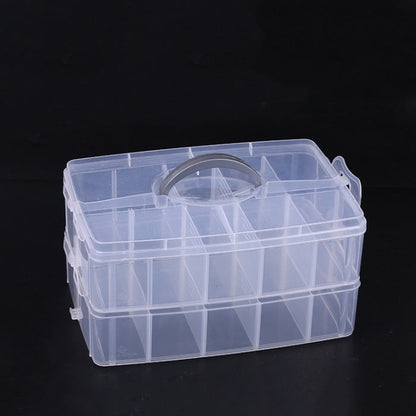 2 Layer 20 Grid Organizer Storage Box (Random Colour), Jewellery Craft Accessories Storage Box/Basket/Container with Collapsible and Removable Dividers, Cosmetic Vanity Box