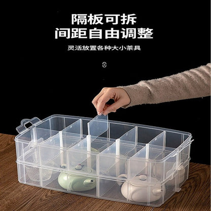 2 Layer 20 Grid Organizer Storage Box (Random Colour), Jewellery Craft Accessories Storage Box/Basket/Container with Collapsible and Removable Dividers, Cosmetic Vanity Box