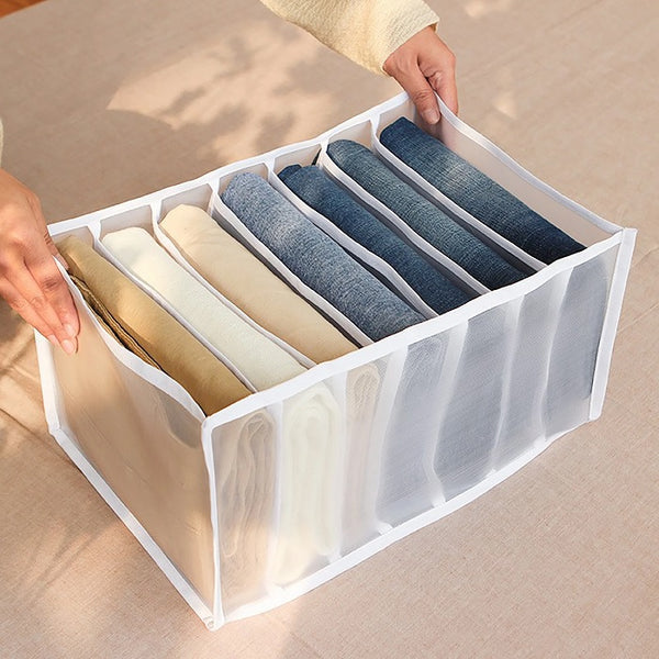 7 Compartment Transparent Clothes Storage Organizer – Heavy Duty Wardrobe Organizer for Shirts, Jeans & Folded Clothes (Pack of 1 )