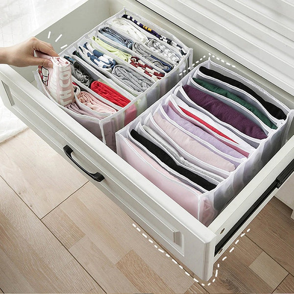 7 Compartment Transparent Clothes Storage Organizer – Heavy Duty Wardrobe Organizer for Shirts, Jeans & Folded Clothes (Pack of 1 )