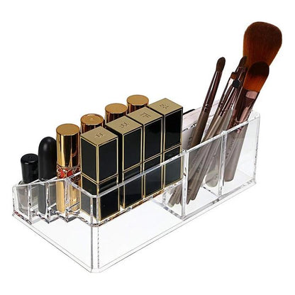 16 Cavity Cosmetic Organiser, Plastic Makeup Organizer, 16 Compartment Makeup Jewellery Lipstick Storage Box and Nail Paint Stand Transparent Holder ( Pack of 1 )