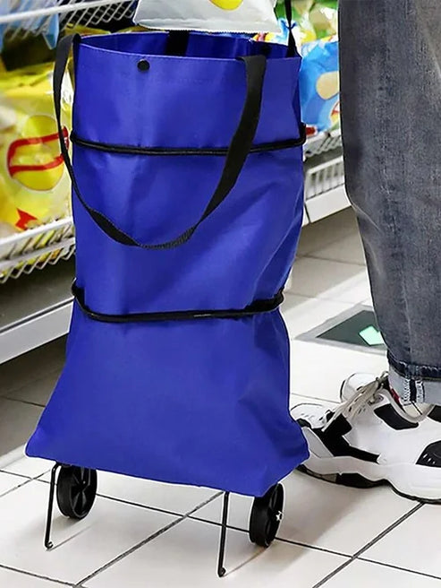 Foldable Shopping Cart with Wheels – Portable Grocery & Utility Cart for Home, Market & Travel (Random color) (Pack of 1)