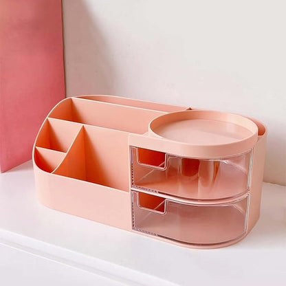 All-in-One Makeup Organizer with Storage Drawers – Desktop Vanity Box for Cosmetics, Skincare, Perfumes & Jewelry (Random Color)