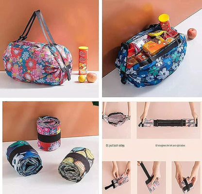 Reusable Folding Shopping Bag – Waterproof, Portable, and Foldable Travel Luggage Tote (Random color) (Pack of 1)