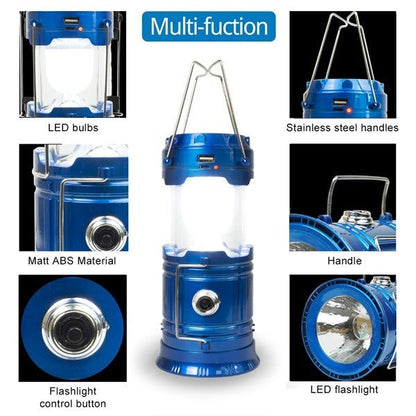 Rechargeable Solar and Charging LED Lantern Torch, Portable Camping And Home Emergency Lights With 2 Power Sources High Light Travel Battery Lantern Torch Lamp