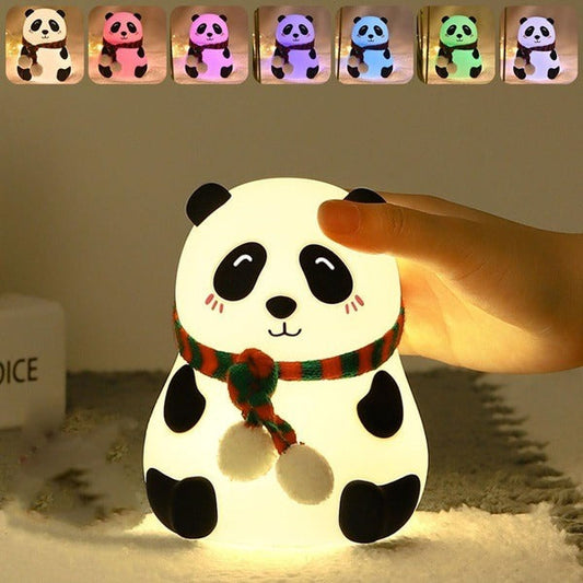 Rechargeable Panda Silicone Night Light – 7-Color Changing Cute LED Lamp, Kids Room Decor & Gift for Toddlers, Children, Teens (Pack of 1)