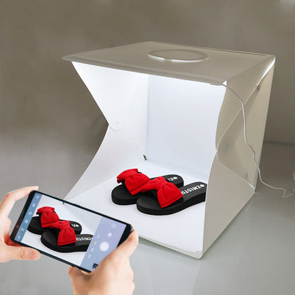 Compact 20cm White Mini Photo Studio Box with 20 LED Lights+ 2 Backdrops