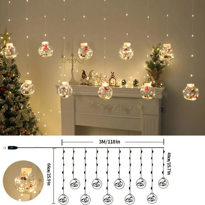 Festive Hanging Santa Light Ball – Clear Christmas Ornament with Fairy Lights & Snow Scene Inside – Ideal for Tree, Wall, Balcony, Home Party & Holiday Decoration