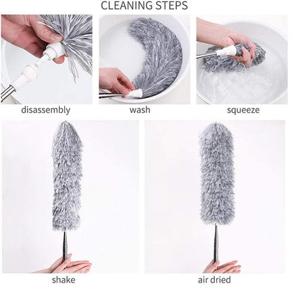Extendable Microfiber Feather Duster - Telescopic Cleaning Brush for Dust, Cobwebs & Hard-to-Reach Areas (Pack of 1)