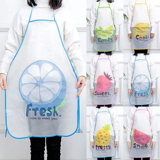 Waterproof Fruit Print Apron – Cooking, Baking & Cleaning Protection (Random color- Pack of 1)