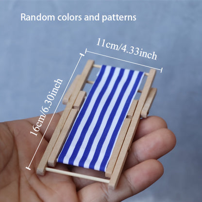 1 pc Cute Foldable Beach Chair Phone Stand, Mini Wooden Desktop Decoration and Photo Prop  (Random Color)