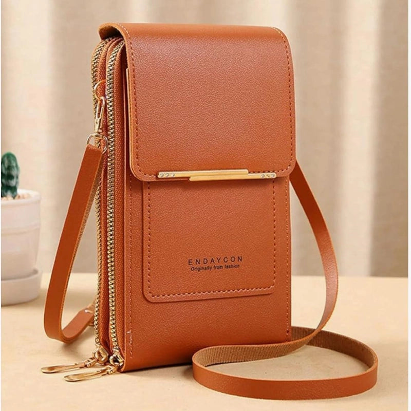 Anti-Theft PU Leather Crossbody Bag for Women — Touch-Screen Phone Pocket, Wallet Style, Adjustable Strap, Everyday Secure Shoulder Bag