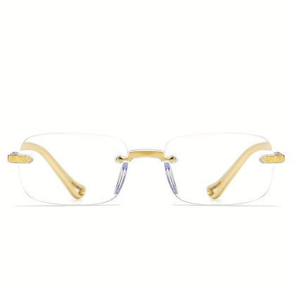 1 Pc Smart Zoom Golden and Sliver Reading Glasses, Suitable for Business Office Wear, High-end and Fashionable Golden and Silvery Edge Reading Glasses for Outdoor Use (Random Color Shipped)