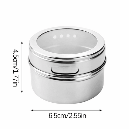 1 Pc Magnetic Spice Jar , Stainless Steel Seasoning Container, with Easy Pour Holes, for Kitchen Organization