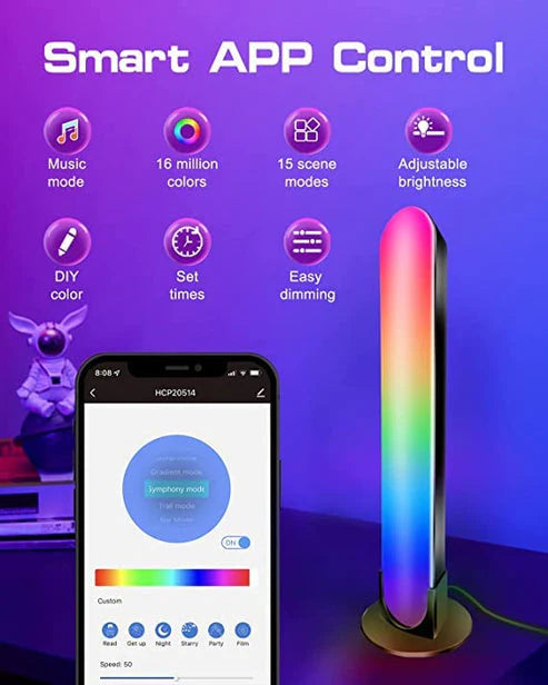 Smart RGB LED Light Bars with Music Sync & Ambient Lighting
