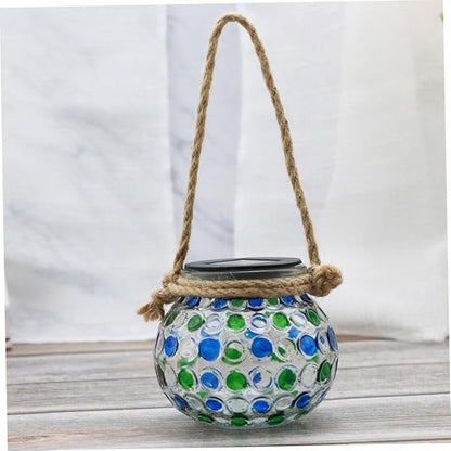 LED Solar Lanterns – Crackle Glass Ball Hanging Lights, Outdoor & Indoor Decorative Lighting (Pack of 2 Pcs )