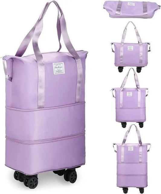Duffel Trolley Bag with Wheels, Expandable Foldable Luggage Bag for Travel