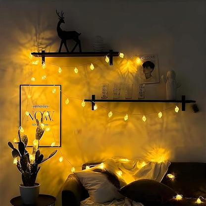 Golden Leaf Fairy Lights – 15 Warm LED Light String for Home & Festive Décor