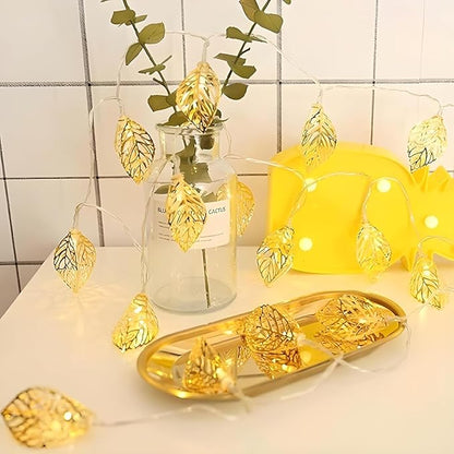 Golden Leaf Fairy Lights – 15 Warm LED Light String for Home & Festive Décor