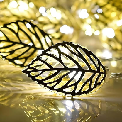 Golden Leaf Fairy Lights – 15 Warm LED Light String for Home & Festive Décor