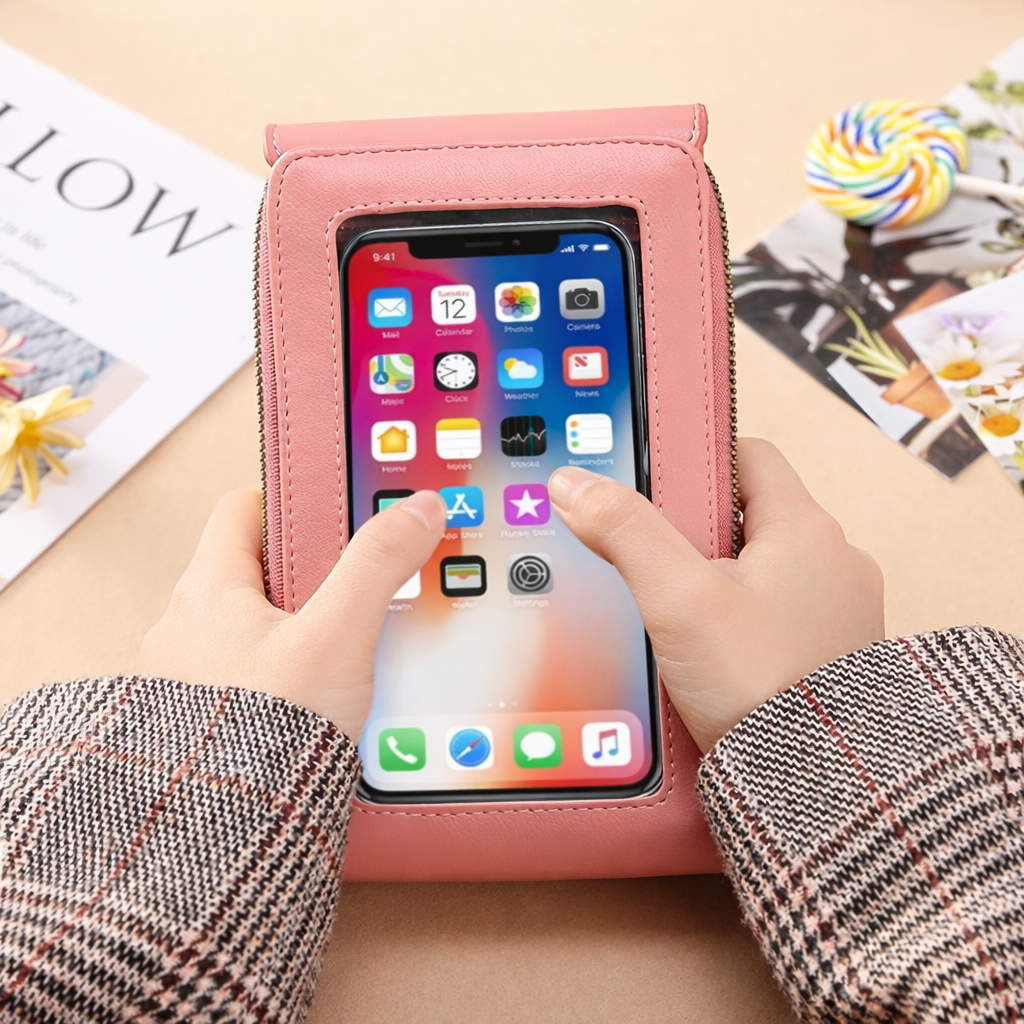 Anti-Theft PU Leather Crossbody Bag for Women — Touch-Screen Phone Pocket, Wallet Style, Adjustable Strap, Everyday Secure Shoulder Bag