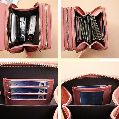 Anti-Theft PU Leather Crossbody Bag for Women — Touch-Screen Phone Pocket, Wallet Style, Adjustable Strap, Everyday Secure Shoulder Bag