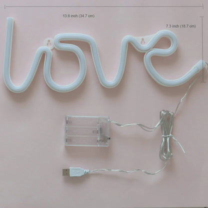 Love Neon Sign - LED USB/Battery Operated Wall Light for Bedroom, Party & Decor (Random Color)