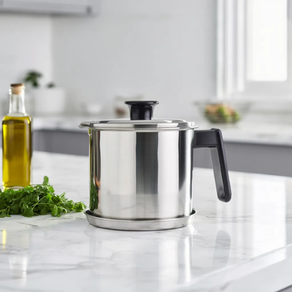 1.7 Litre Stainless Steel Oil Pot – Airtight Oil & Ghee Container for Kitchen Storage | 1700ml Steel Oil Dispenser Can with Lid