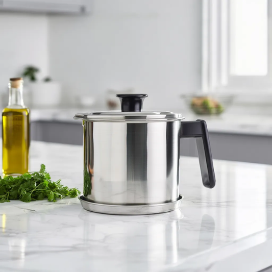 1.7 Litre Stainless Steel Oil Pot – Airtight Oil & Ghee Container for Kitchen Storage | 1700ml Steel Oil Dispenser Can with Lid
